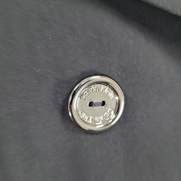 Calvin Klein Black Double Breasted Buttoned Rain Coat Jacket Peacoat Large L - Picture 10 of 16